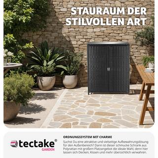 Tectake  Armoire de jardin en rotin Monza, cadre en aluminium, 4 compartiments 