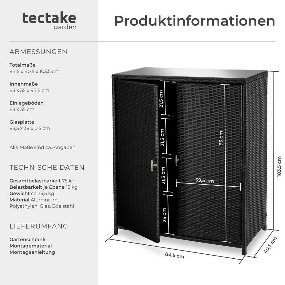 Tectake  Armoire de jardin en aluminium Monza résistant aux intempéries et aux UV 