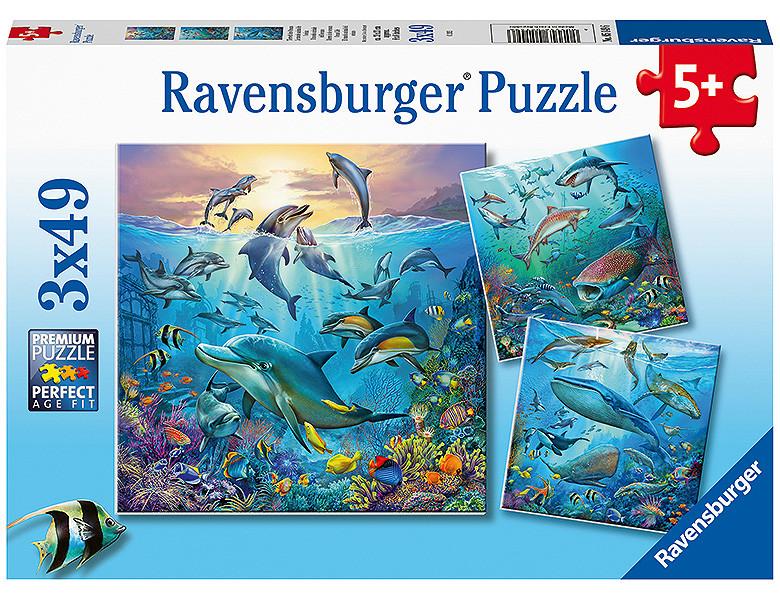 Image of Kinderpuzzel 3x49 stukjes Dieren in de oceaan