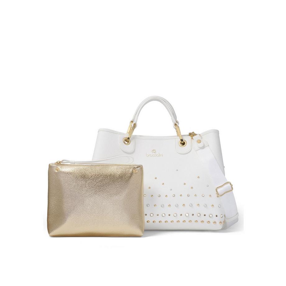 Braccialini Handtasche mit Nieten und Perlen  