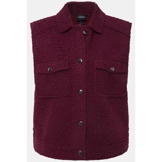 Ulla Popken  Gilet di teddy morbidissimo con colletto da camicia e orli non rifiniti 