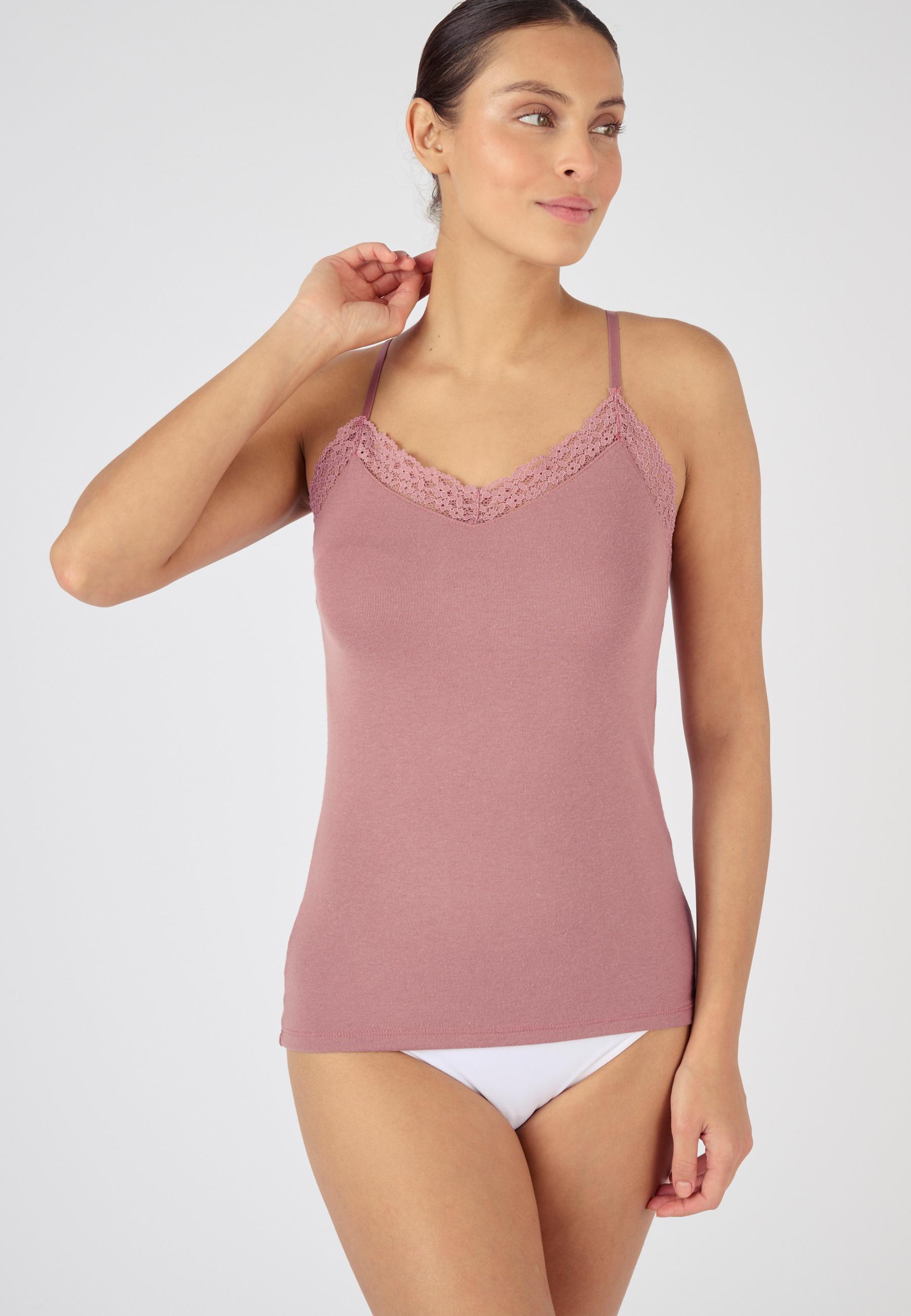 Image of Trägershirt, Dehnbare Spitze Am Halsausschnitt, Wärmegrad Medium 3. Damen Violett 34/36