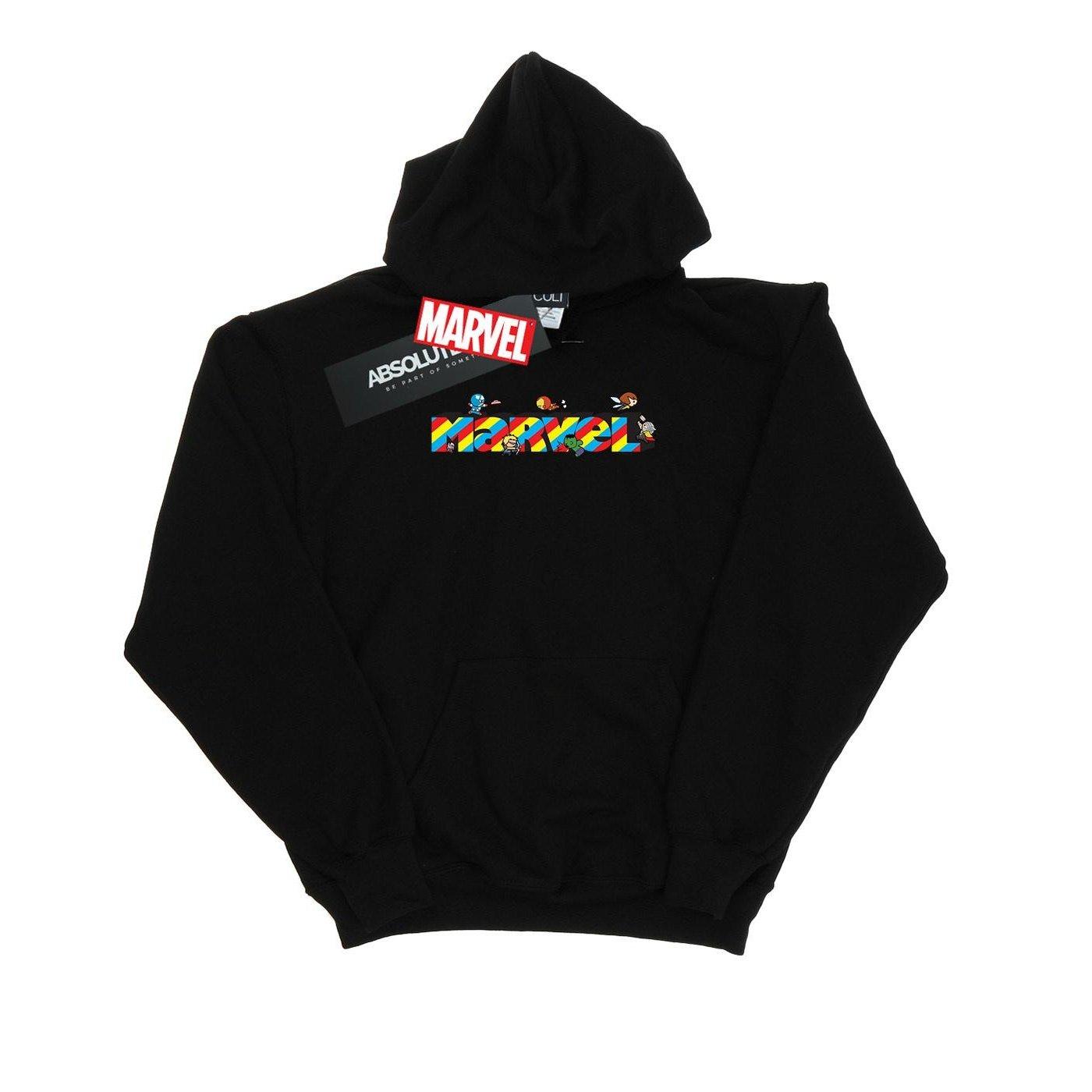 Image of Kawaii Stripes Kapuzenpullover Unisex Schwarz 140/146
