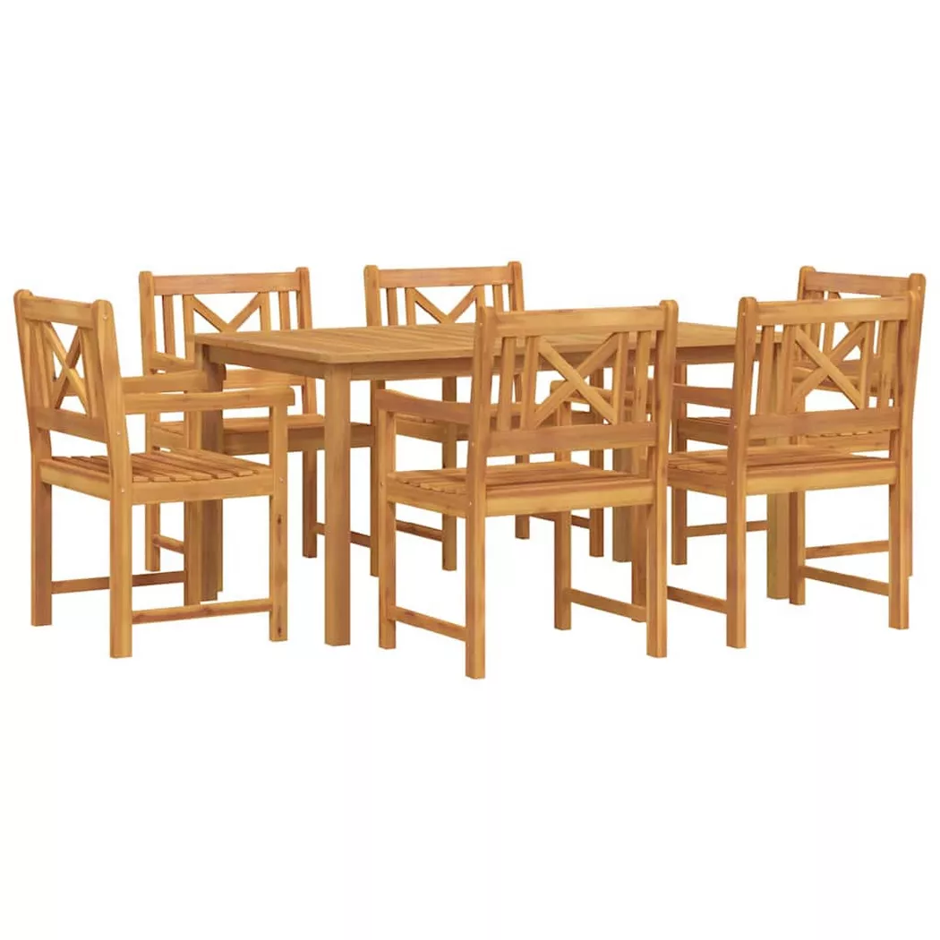 vidaXL Garten Essgruppe 7 stk. Braun Massivholz Akazie