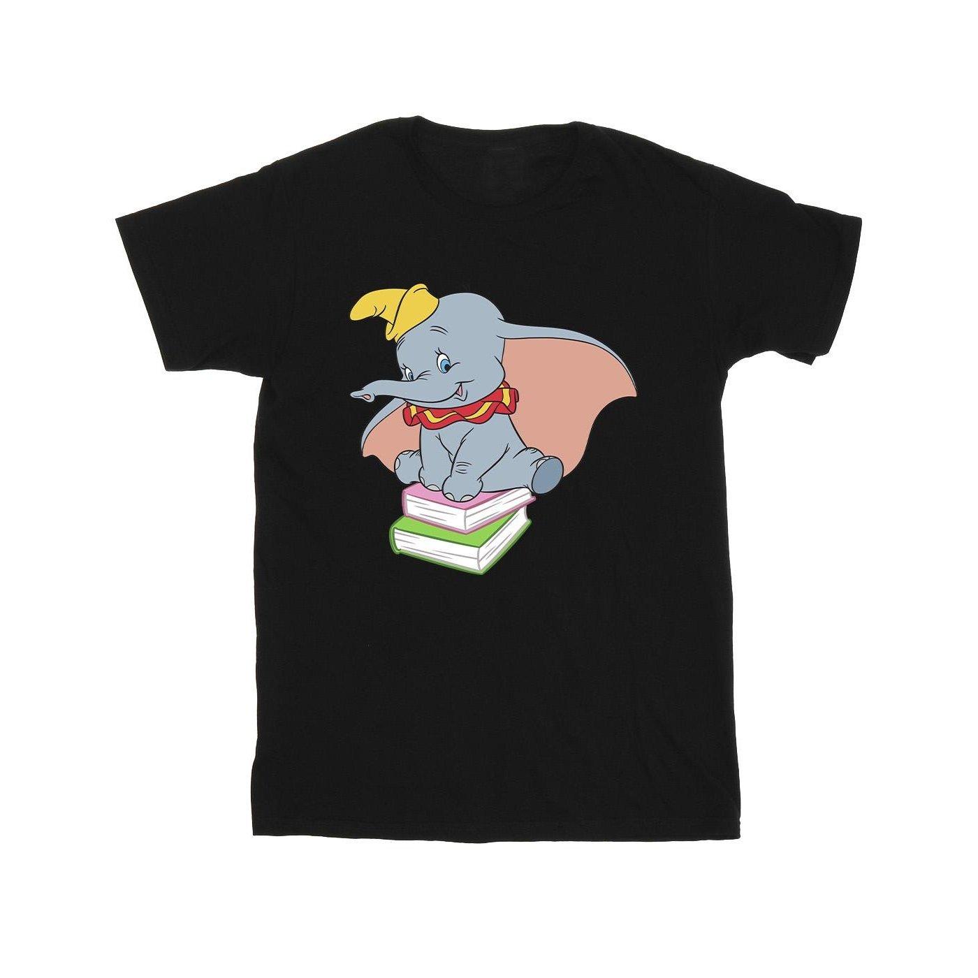 Image of Dumbo Sitting On Books Tshirt Unisex Schwarz 128