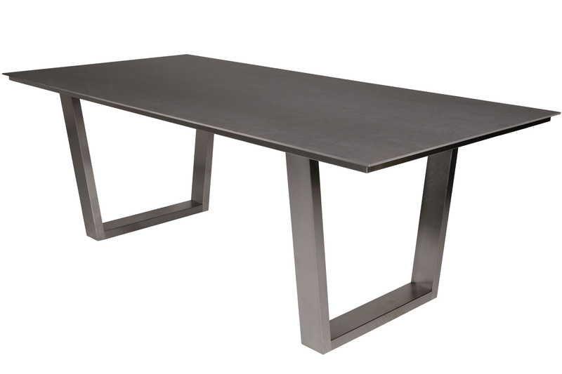 mutoni Table de jardin Monaco pied en U inox - décor céramique sur verre  