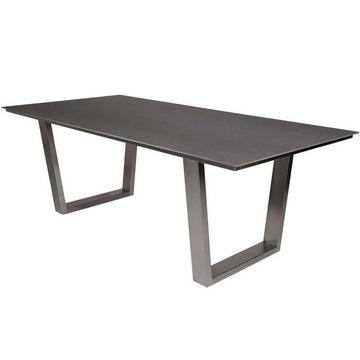 Table de jardin Monaco pied en U inox - décor céramique sur verre