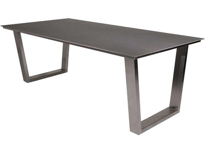 mutoni Table de jardin Monaco pied en U inox - décor céramique sur verre  