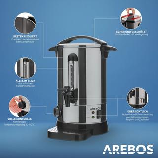 Arebos  Chaudière à vin chaud 6,8 L Distributeur de vin chaud en inox Thermostat 