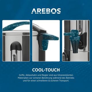 Arebos  Chaudière à vin chaud 6,8 L Distributeur de vin chaud en inox Thermostat 