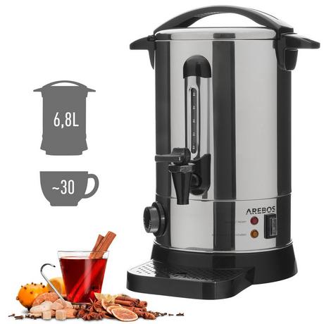 Arebos  Chaudière à vin chaud 6,8 L Distributeur de vin chaud en inox Thermostat 