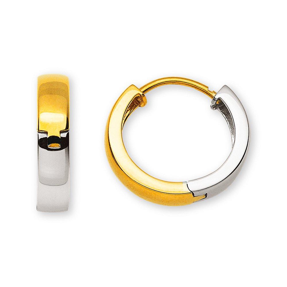 MUAU Schmuck  Créoles bicolores jaune/blanc or 750 Charnière profilée en U 16,7mm 