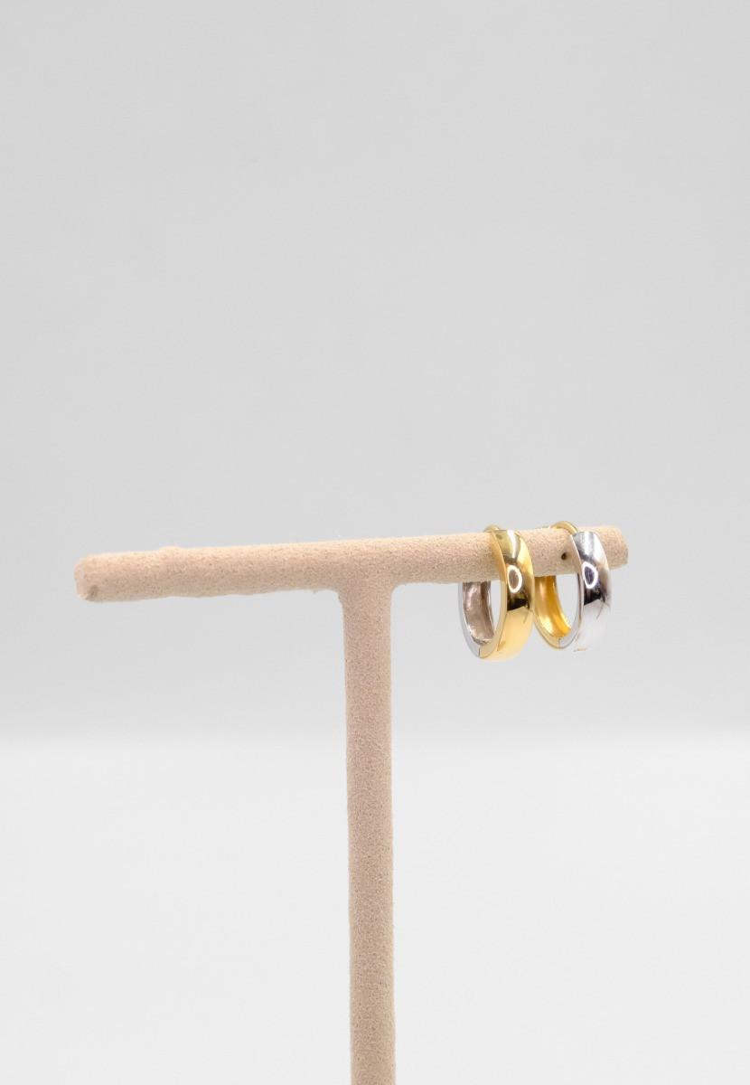 MUAU Schmuck  Creolen Bicolor Gelb-/Weissgold 750 U-Profil Scharnier 16.7mm 