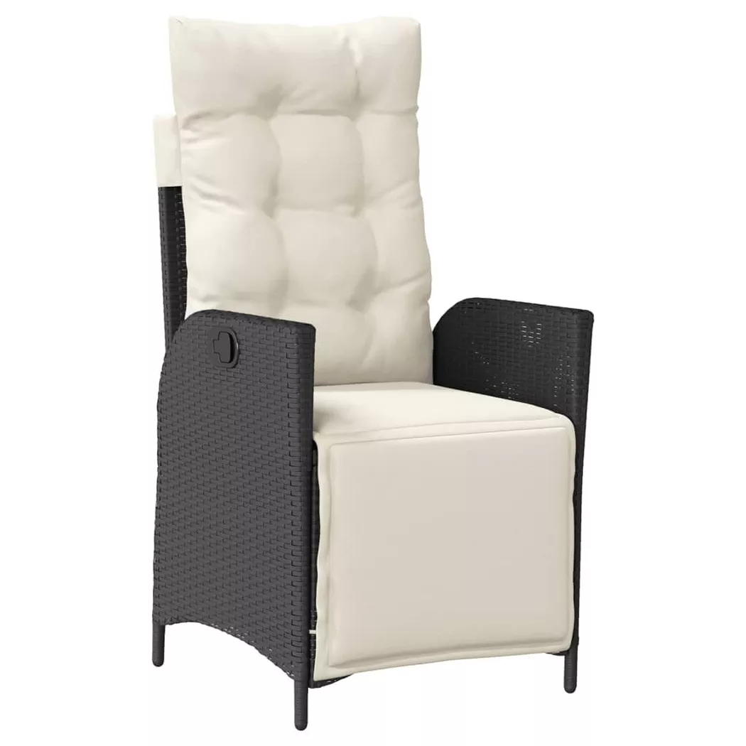 VidaXL - sedia reclinabile da giardino Polirattan, One Size, Nero