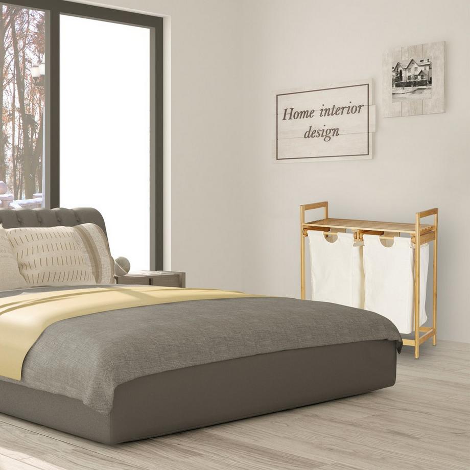 B2X Cesto portabiancheria in bambù con 2 sacchi per il bucato  