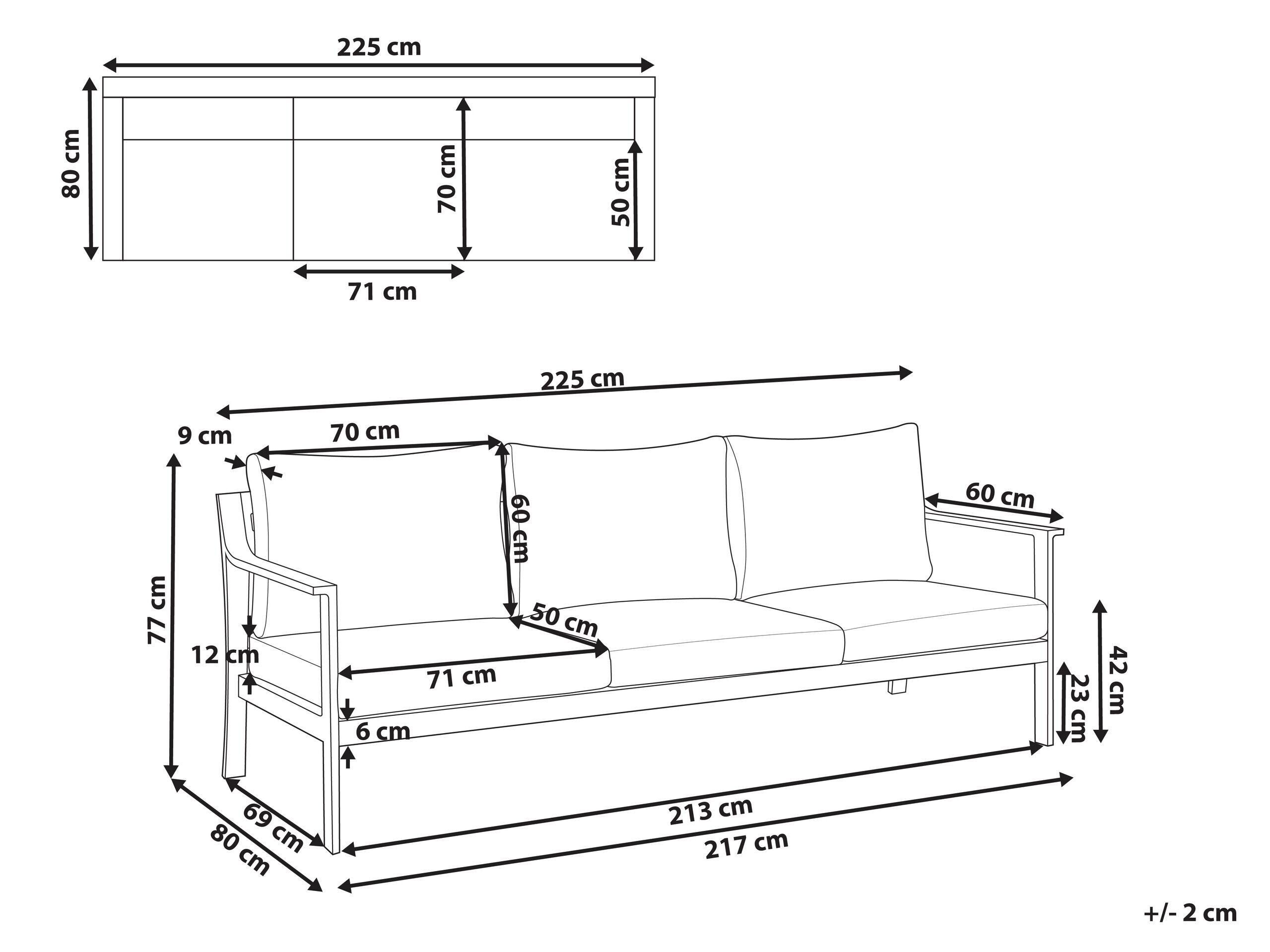 Beliani 3 Sitzer Sofa aus Aluminium Modern KIATO  