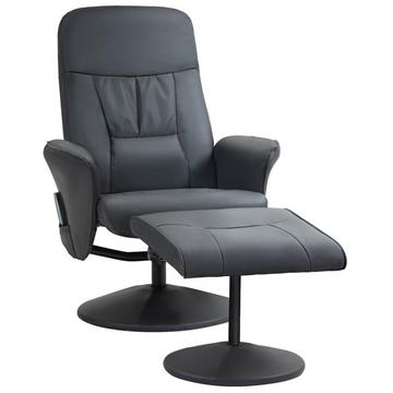Fauteuil de relaxation avec repose-pieds, fauteuil de massage électrique avec fonction inclinable, 10 points de massage, fauteuil TV rotatif avec poche latérale, télécommande, simili cuir, gris foncé