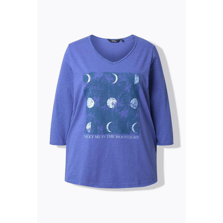 Ulla Popken Metallic Motiv A-Linie V-Ausschnitt 3/4 Arm Shirt  