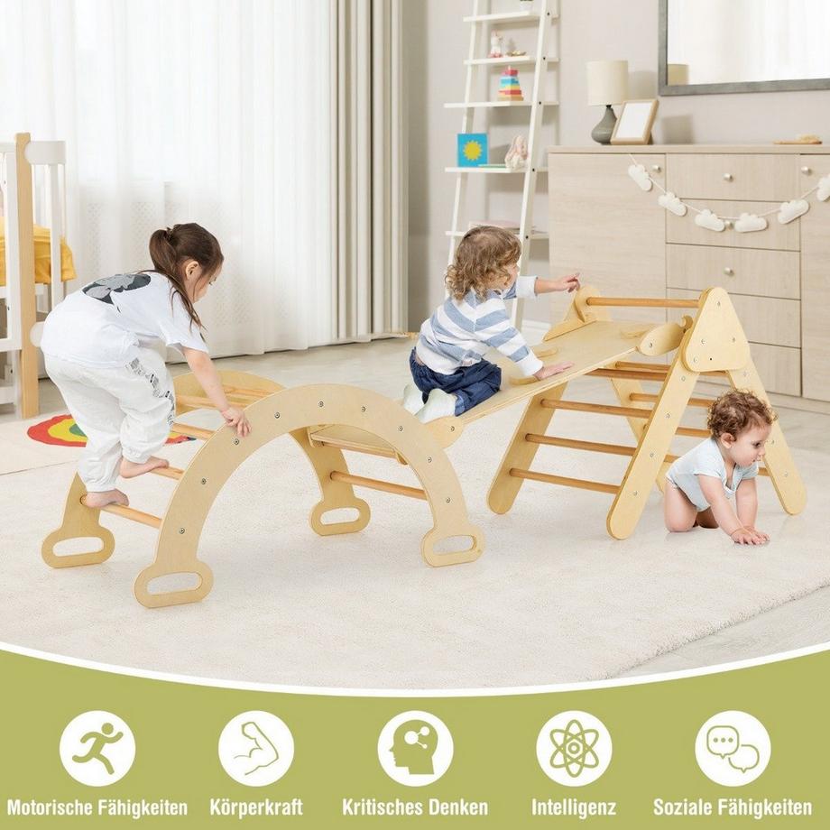 Northio  Ensemble de jouets d'escalade triangulaires en bois pour les tout-petits avec triangle d'escalade naturel 