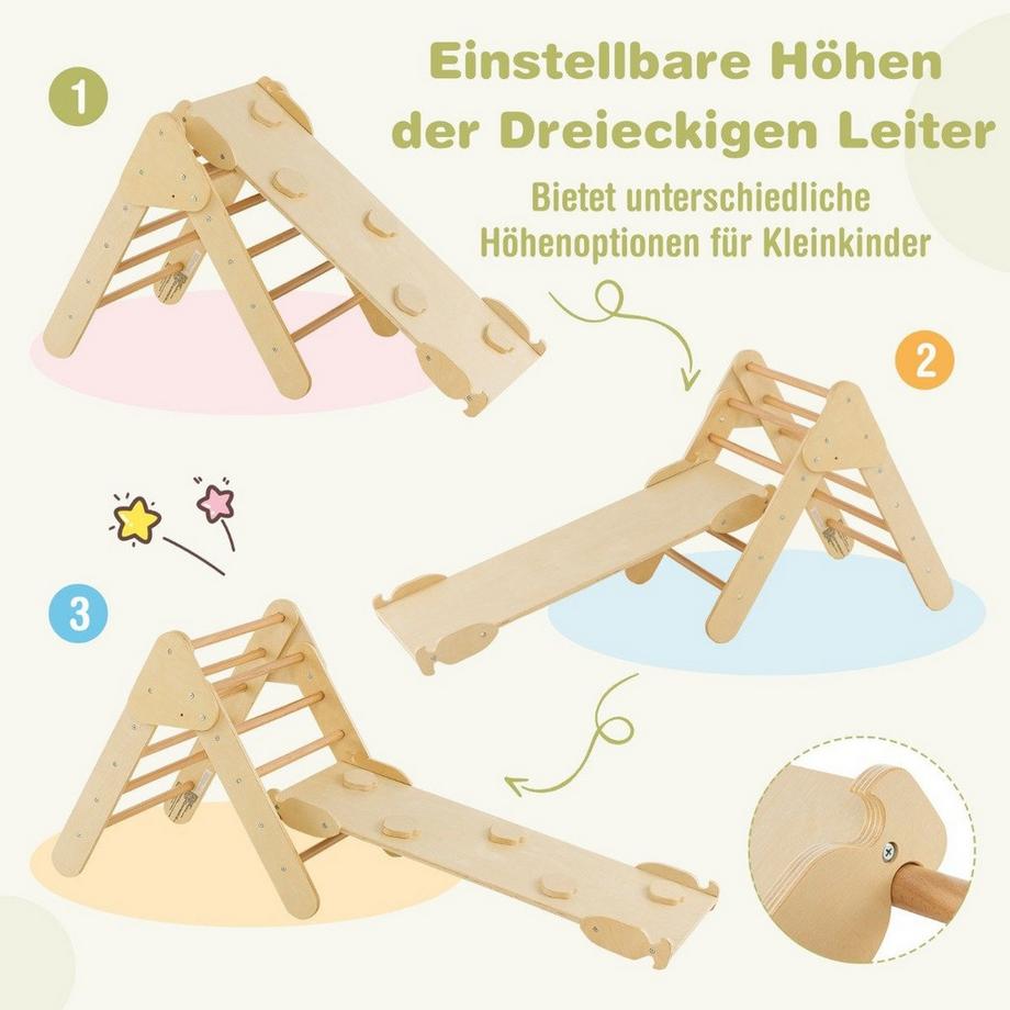 Northio  Ensemble de jouets d'escalade triangulaires en bois pour les tout-petits avec triangle d'escalade naturel 