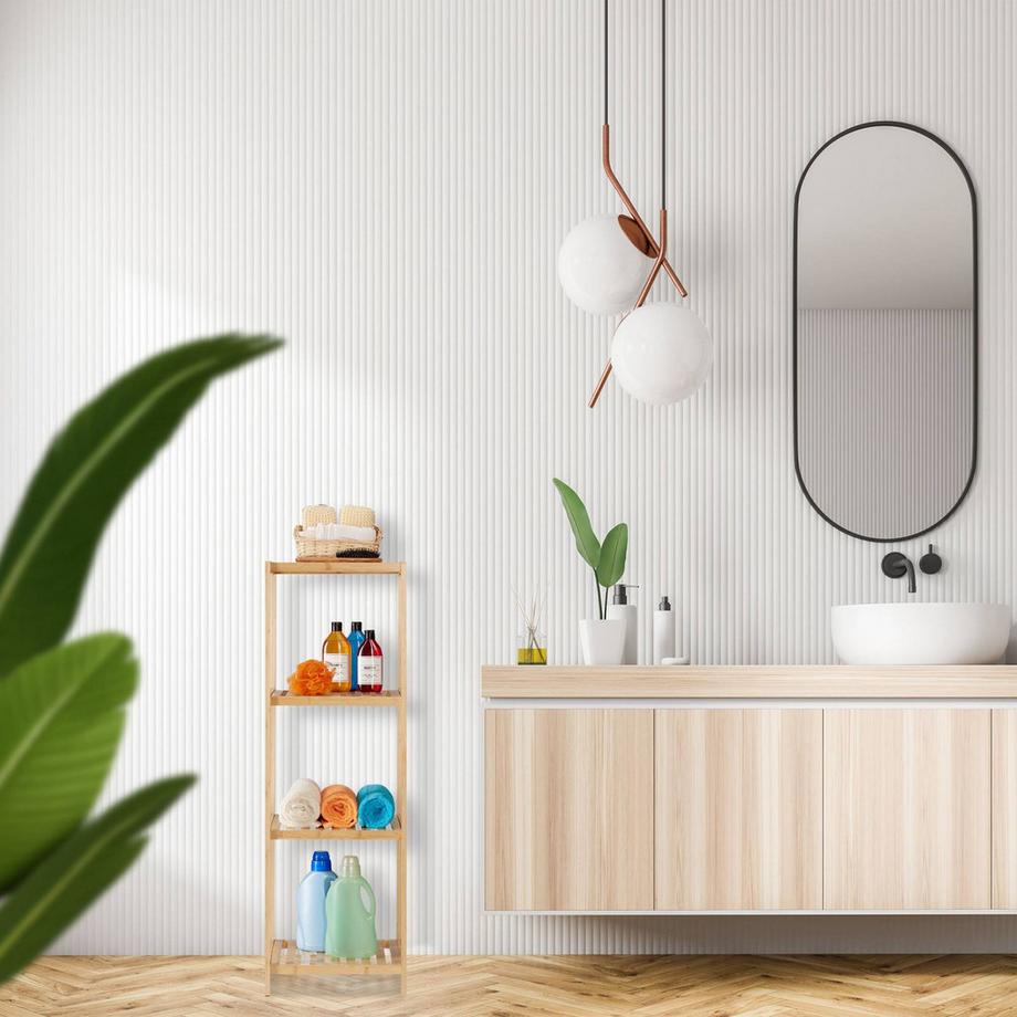 Northix Badezimmerregal aus Bambus mit 4 Ablagen  