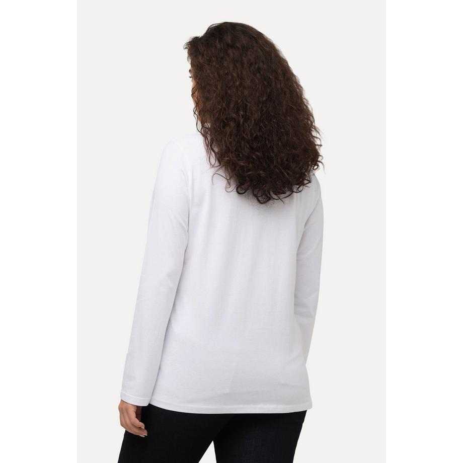 Ulla Popken T-shirt Slim Fit Col V Manches Longues  