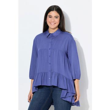Bluse, Volantsaum, A-Linie, Hemdkragen, 3/4-Arm