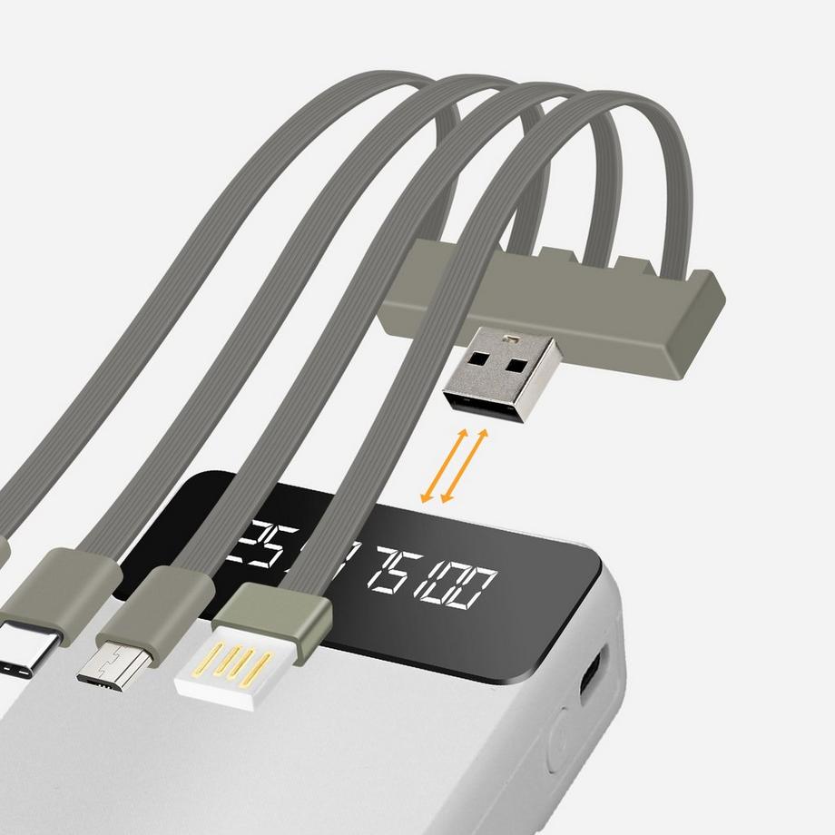 Avizar  15.000mAh Powerbank, 4-in-1 Kabel LinQ 