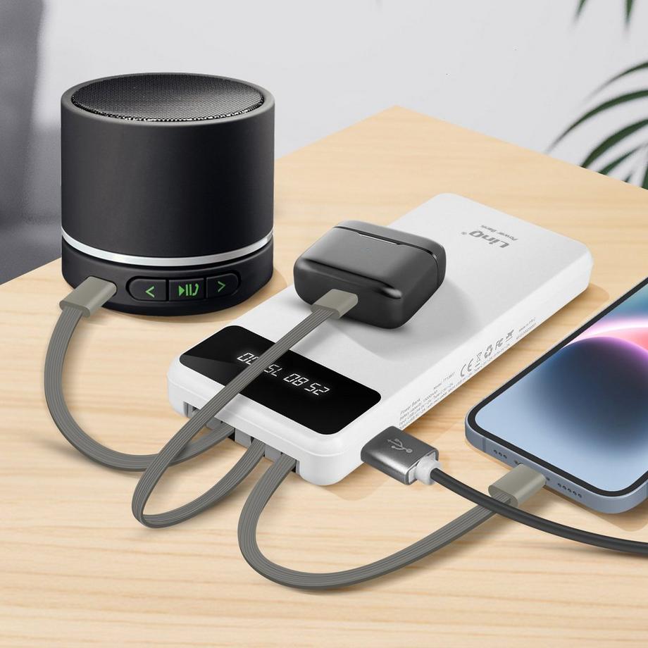 Avizar  15.000mAh Powerbank, 4-in-1 Kabel LinQ 