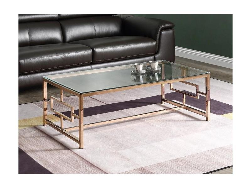 Image of Couchtisch Glas Stahl Kupferfarben CLOTILDE Couchtisch Glas Stahl Kupferfarben CLOTILDE