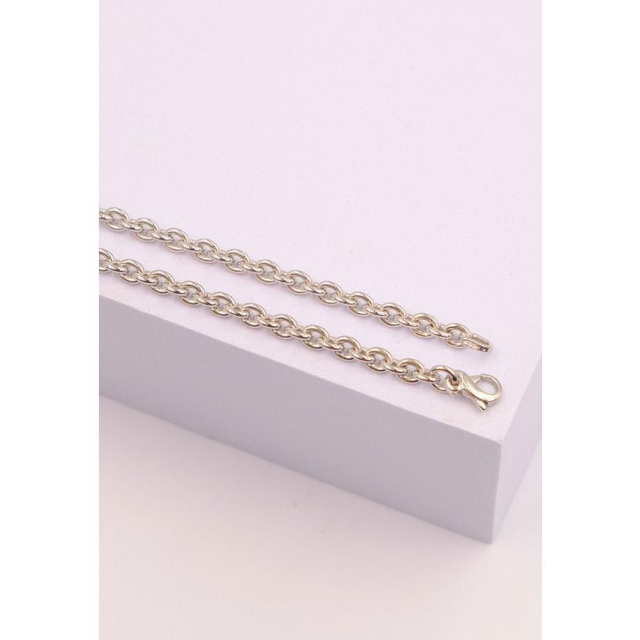 MUAU Schmuck  Collier forçat ronde en or blanc 375, 3.9mm, 45cm 