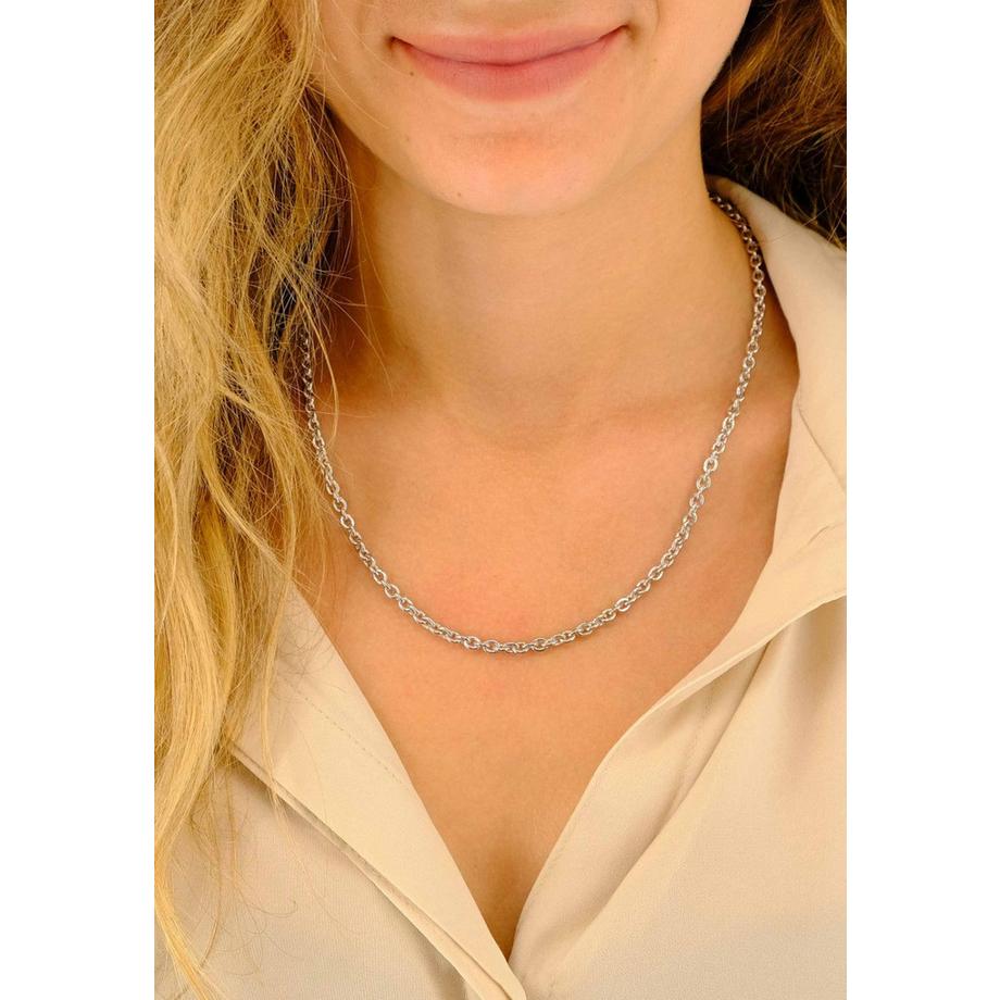 MUAU Schmuck  Collier forçat ronde en or blanc 375, 3.9mm, 45cm 