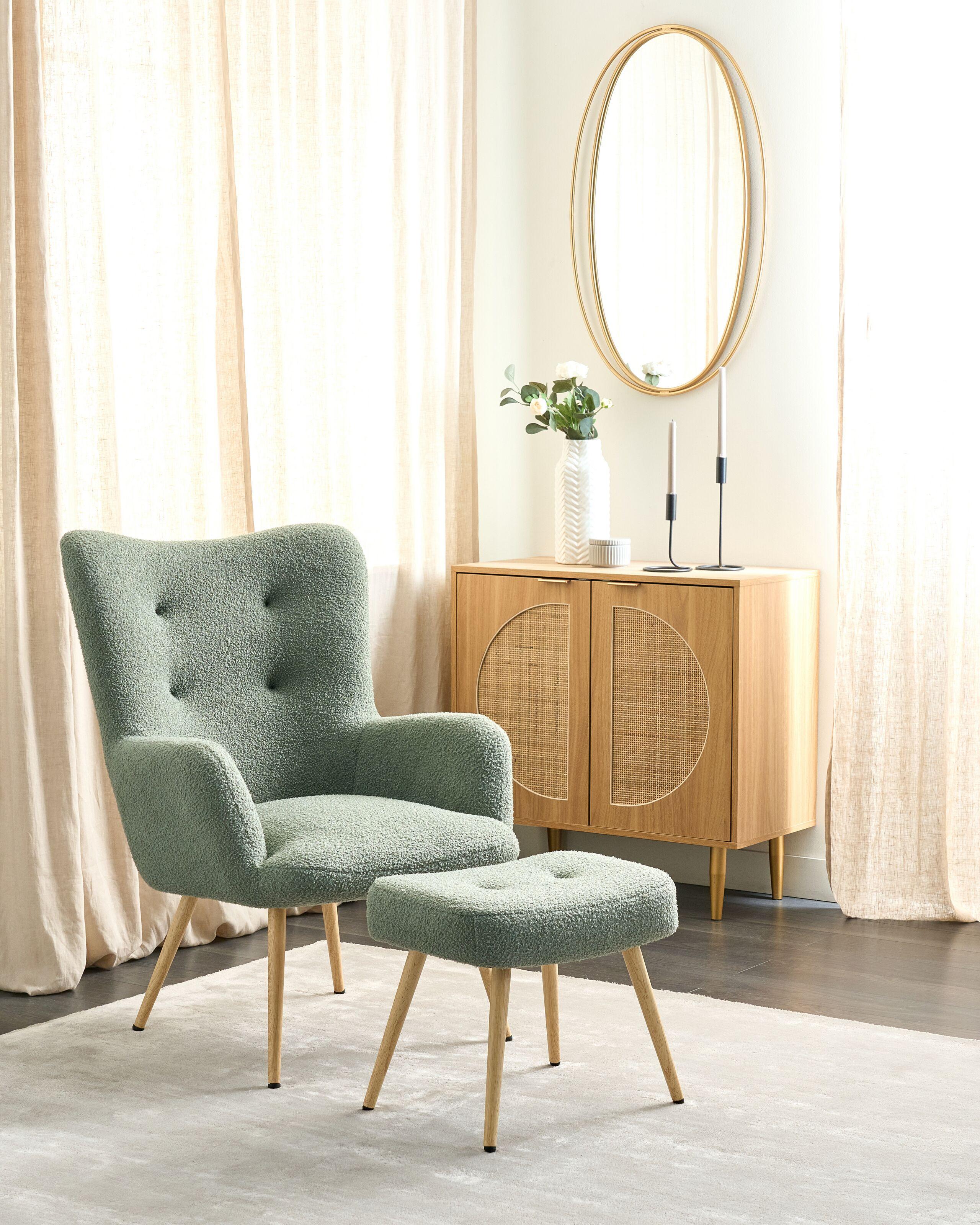 Beliani Poltrona Wingback en Bouclé Retrò VEJLE  