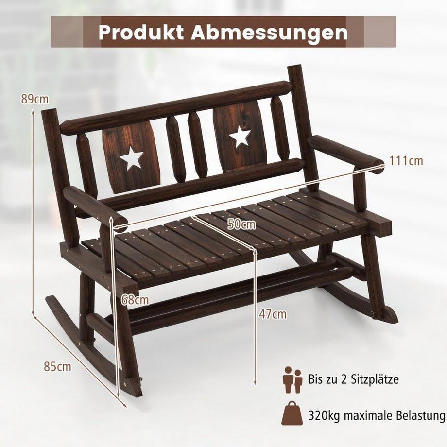 Northix Gartenbank wetterfest Schaukelbank mit Rückenlehne Sitzbank bis 320 kg belastbar  