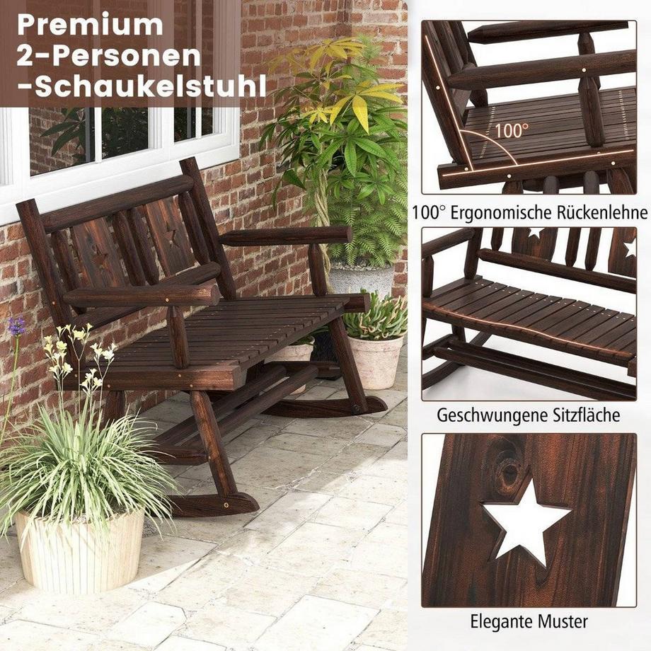 Northix Gartenbank wetterfest Schaukelbank mit Rückenlehne Sitzbank bis 320 kg belastbar  