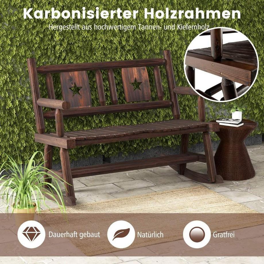 Northix Gartenbank wetterfest Schaukelbank mit Rückenlehne Sitzbank bis 320 kg belastbar  