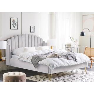 Beliani Bett mit Lattenrost aus Samtstoff Retro AMBILLOU  