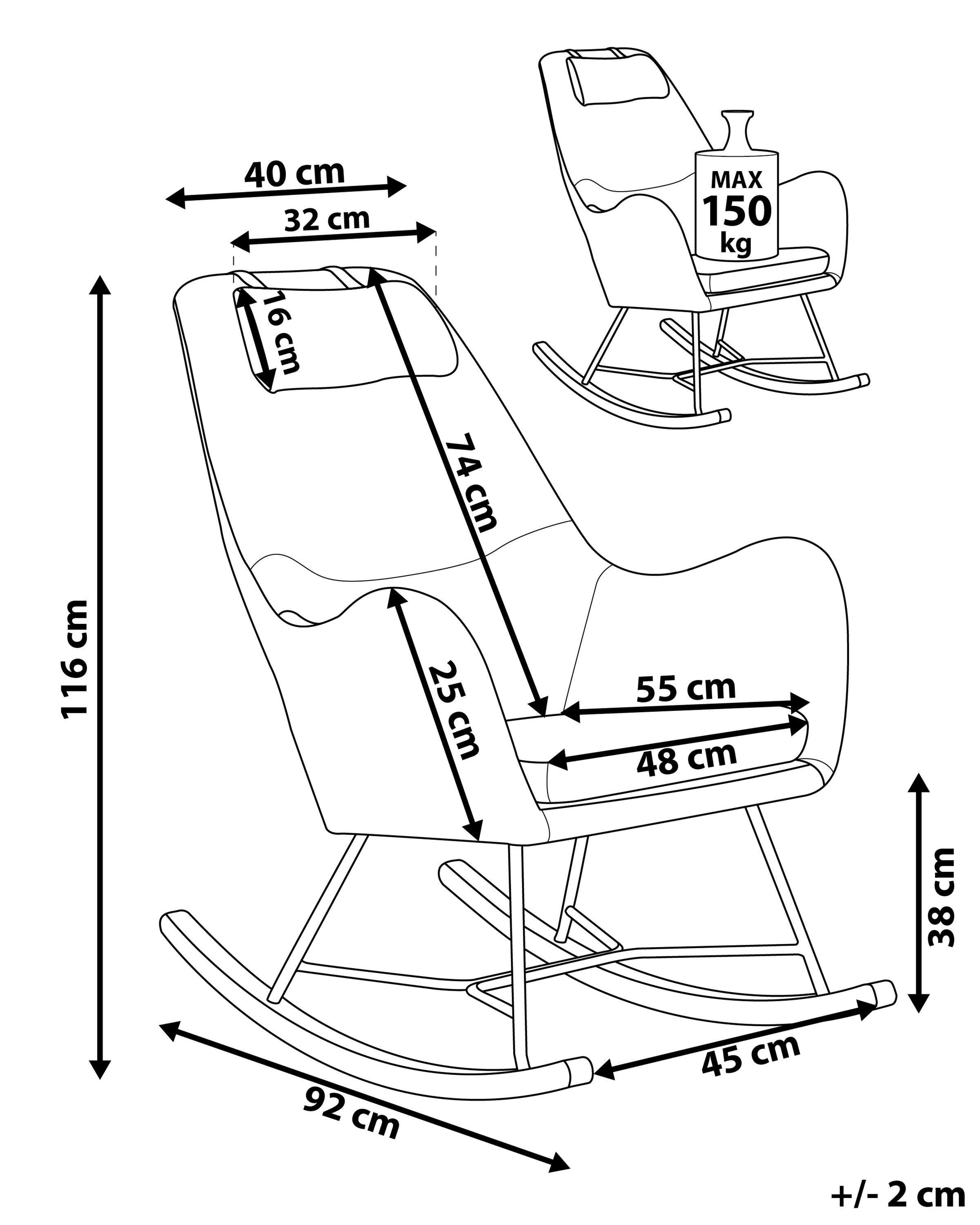 Beliani Fauteuil à bascule en Velours Rétro ARRIE  