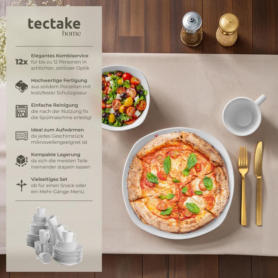 Tectake  Kombiservice Salerno für 12 Personen 100-teilig 