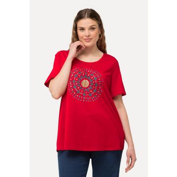 T-shirt dal taglio svasato con design mandala, scollo a girocollo e mezze maniche