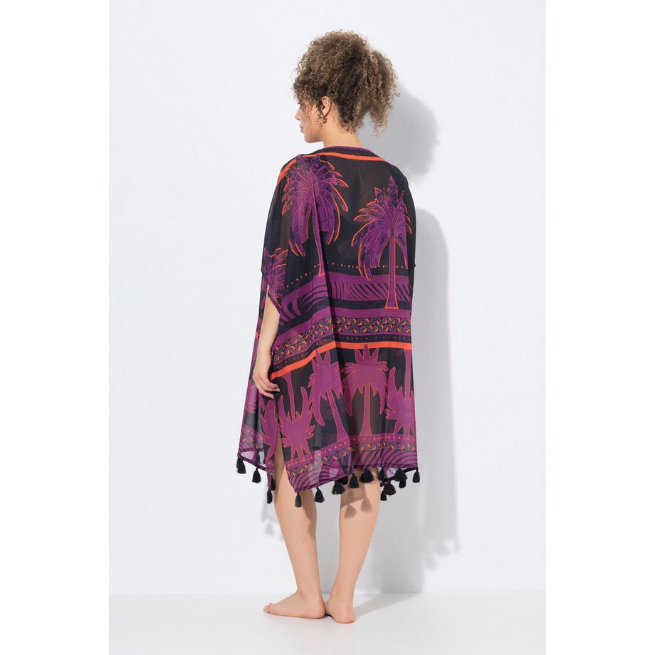 Ulla Popken Palmen Oversized Tunika mit Schnürung Halbarm  