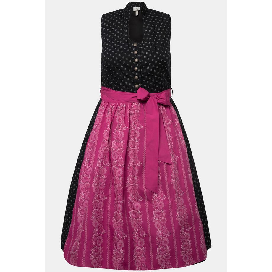 Ulla Popken Dirndl Boutons Décoratifs Col Montant Sans Manches  