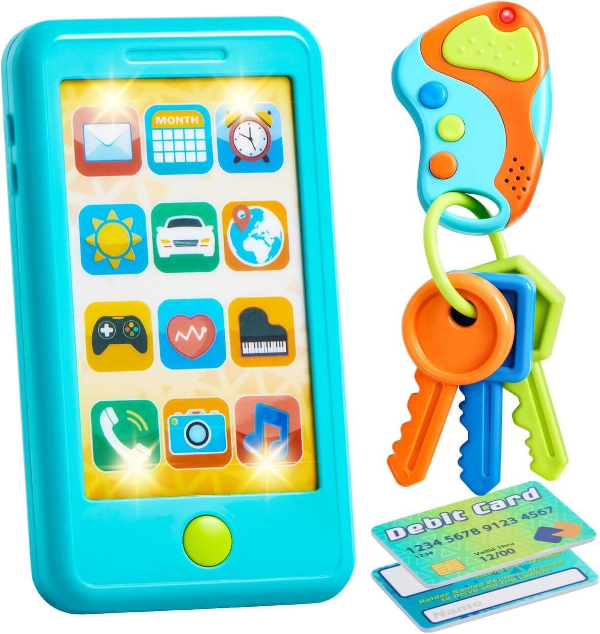 Activity-board  Jouet téléphone, jouet porte-clé et carte de crédit, jouet téléphone portable pour enfants 