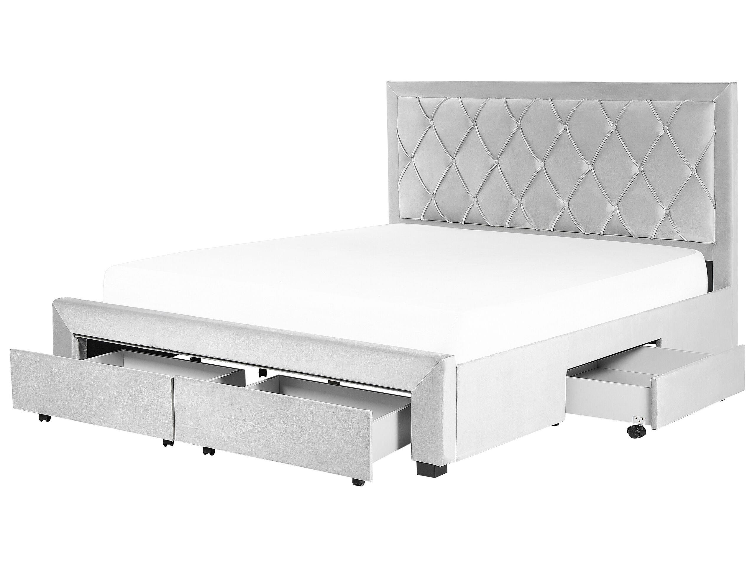 Beliani Letto contenitore en Velluto Glamour LIEVIN  