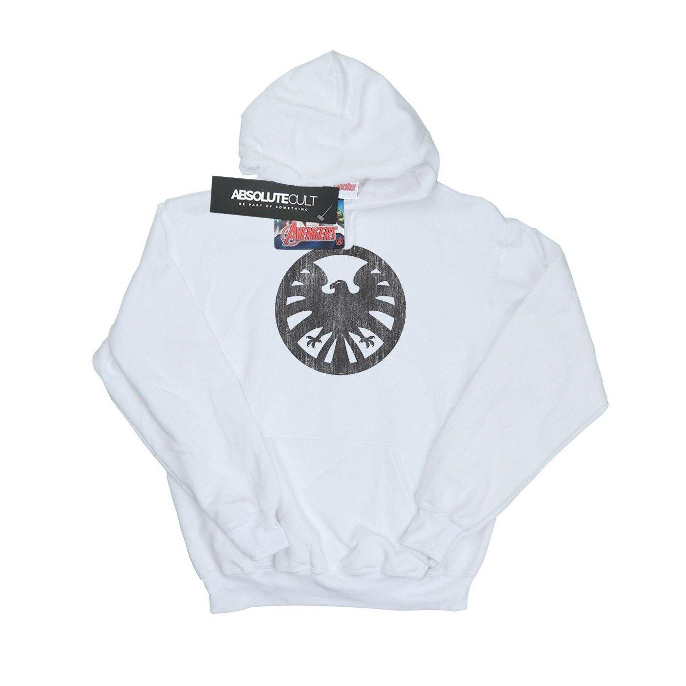 Image of Agents Of Shield Distressed Logo Kapuzenpullover Damen Weiss M