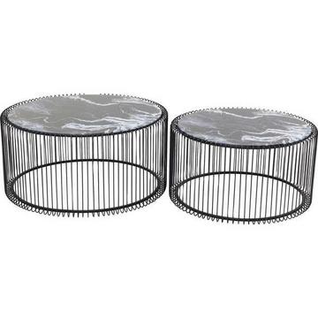 Table basse Wire Glass Marbre Noir (2/set)