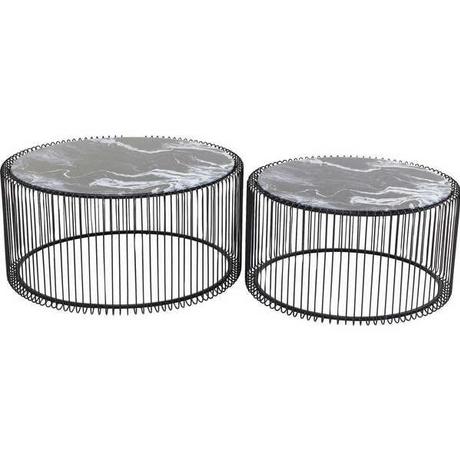 KARE Design Tavolino Wire Glass Marmo Nero (2/set)  