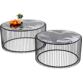 KARE Design Tavolino Wire Glass Marmo Nero (2/set)  