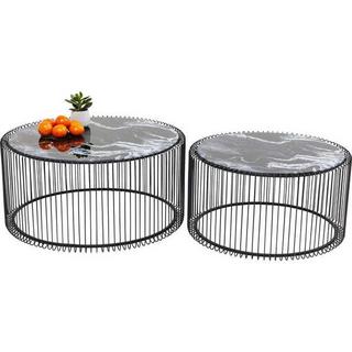 KARE Design Table basse Wire Glass Marbre Noir (2/set)  