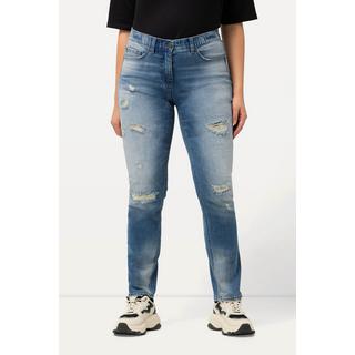 Ulla Popken  Jeans modello Sarah con effetto sdrucito, cintura comoda e tessuto elasticizzato 